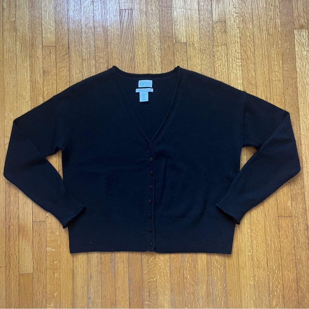 Nicole Miller Black V-Neck Cardigan